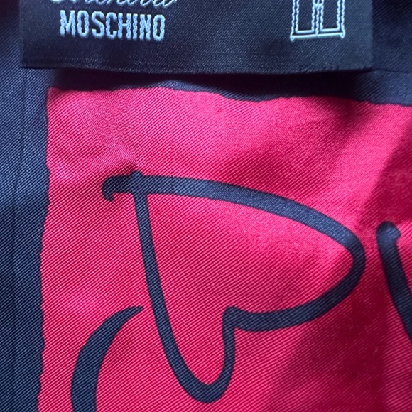 Moschino Archive Archivio Black Red White Large Amore Heart Scarf - Picture 2 of 6